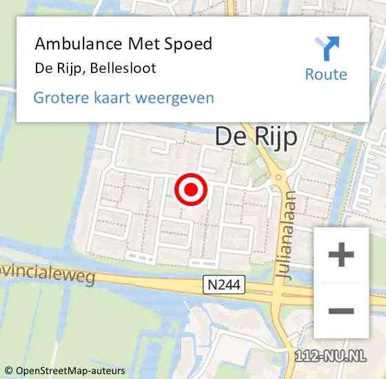 Locatie op kaart van de 112 melding: Ambulance Met Spoed Naar De Rijp, Bellesloot op 1 december 2022 03:09