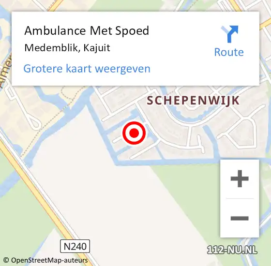 Locatie op kaart van de 112 melding: Ambulance Met Spoed Naar Medemblik, Kajuit op 1 december 2022 04:05