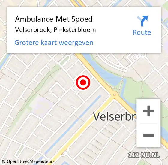 Locatie op kaart van de 112 melding: Ambulance Met Spoed Naar Velserbroek, Pinksterbloem op 1 december 2022 04:08