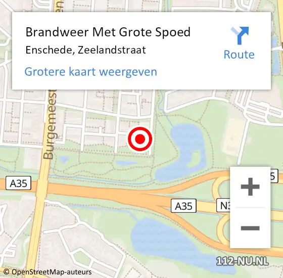 Locatie op kaart van de 112 melding: Brandweer Met Grote Spoed Naar Enschede, Zeelandstraat op 1 december 2022 04:25