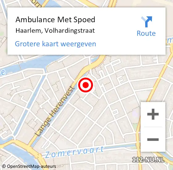 Locatie op kaart van de 112 melding: Ambulance Met Spoed Naar Haarlem, Volhardingstraat op 1 december 2022 04:28