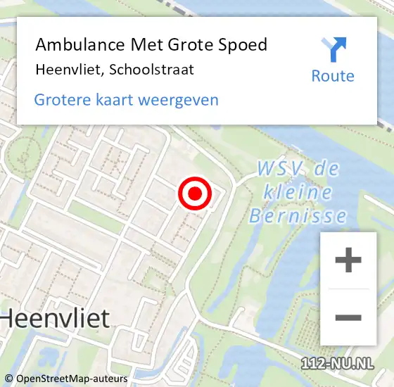 Locatie op kaart van de 112 melding: Ambulance Met Grote Spoed Naar Heenvliet, Schoolstraat op 1 december 2022 05:18
