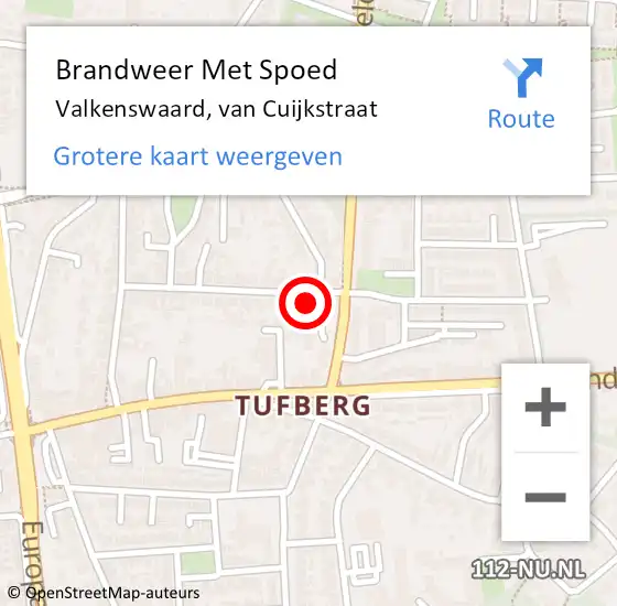 Locatie op kaart van de 112 melding: Brandweer Met Spoed Naar Valkenswaard, van Cuijkstraat op 1 december 2022 05:38