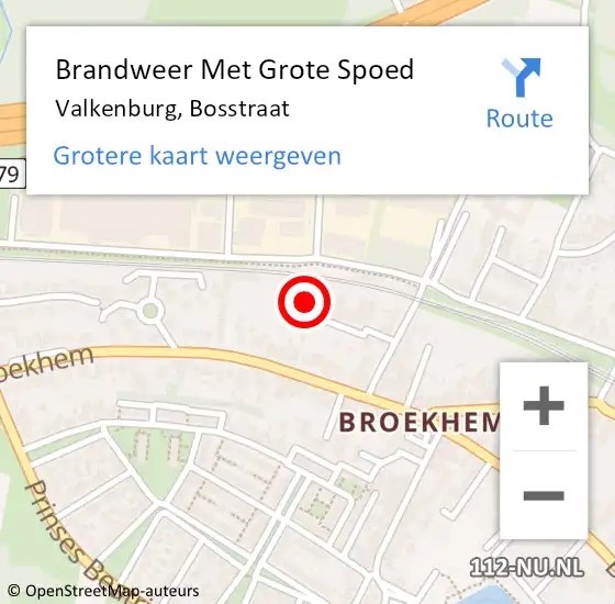 Locatie op kaart van de 112 melding: Brandweer Met Grote Spoed Naar Valkenburg, Bosstraat op 1 december 2022 06:09