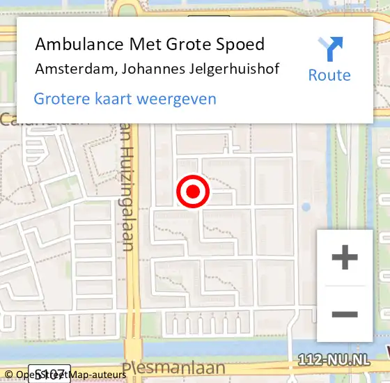 Locatie op kaart van de 112 melding: Ambulance Met Grote Spoed Naar Amsterdam, Johannes Jelgerhuishof op 1 december 2022 07:06