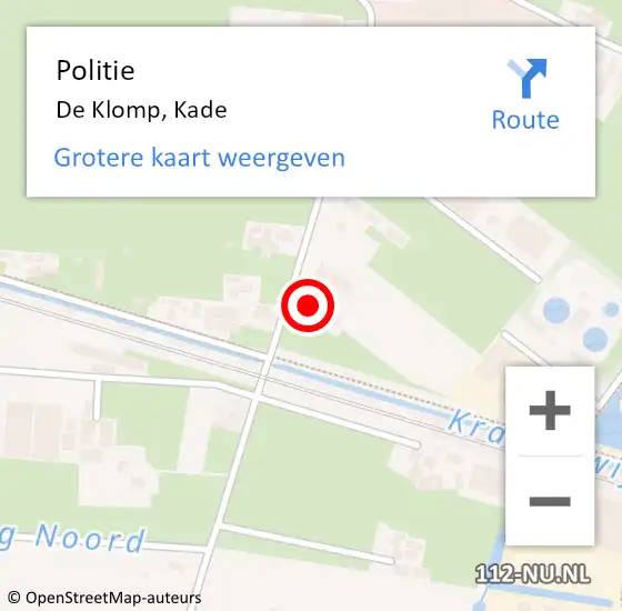 Locatie op kaart van de 112 melding: Politie De Klomp, Kade op 1 december 2022 07:15