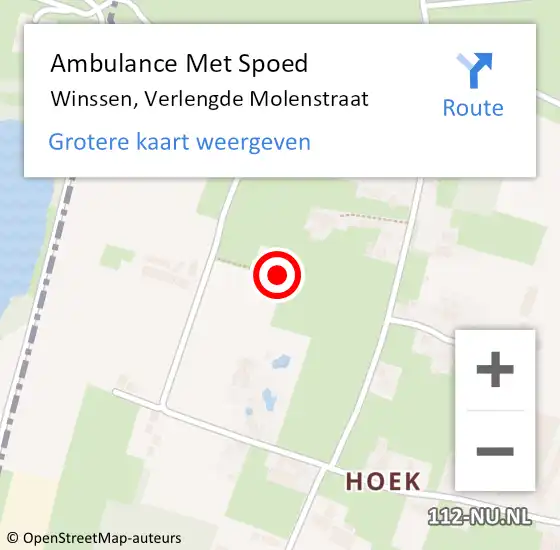 Locatie op kaart van de 112 melding: Ambulance Met Spoed Naar Winssen, Verlengde Molenstraat op 1 december 2022 07:38