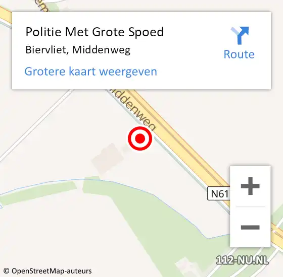 Locatie op kaart van de 112 melding: Politie Met Grote Spoed Naar Biervliet, Middenweg op 1 december 2022 07:57
