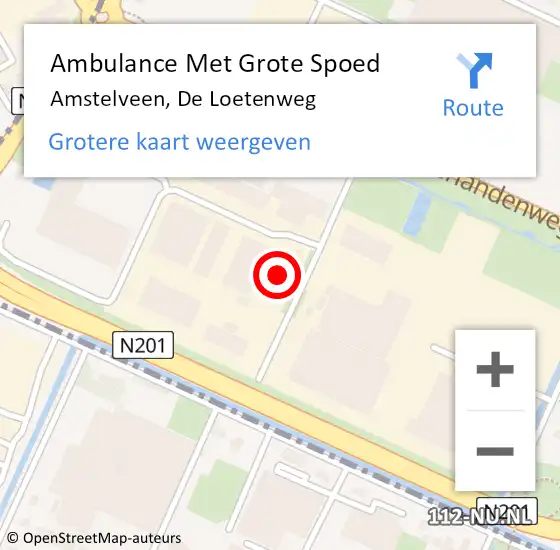 Locatie op kaart van de 112 melding: Ambulance Met Grote Spoed Naar Amstelveen, De Loetenweg op 1 december 2022 08:05