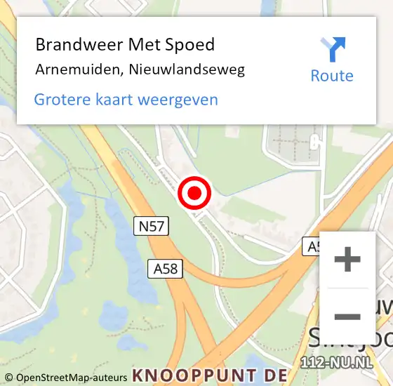 Locatie op kaart van de 112 melding: Brandweer Met Spoed Naar Arnemuiden, Nieuwlandseweg op 1 december 2022 08:10