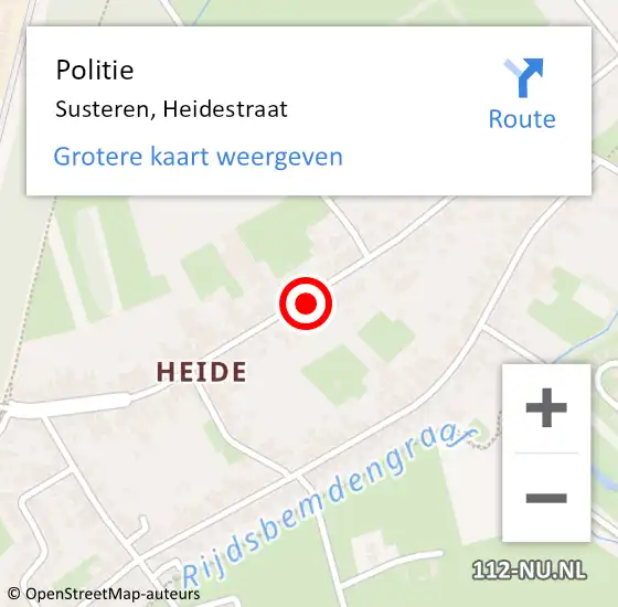 Locatie op kaart van de 112 melding: Politie Susteren, Heidestraat op 1 december 2022 08:12
