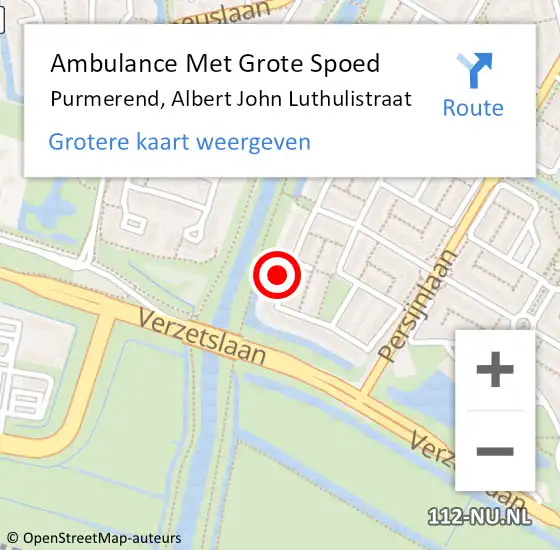 Locatie op kaart van de 112 melding: Ambulance Met Grote Spoed Naar Purmerend, Albert John Luthulistraat op 1 december 2022 08:15