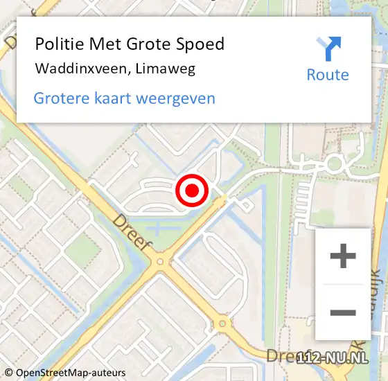 Locatie op kaart van de 112 melding: Politie Met Grote Spoed Naar Waddinxveen, Limaweg op 1 december 2022 08:29