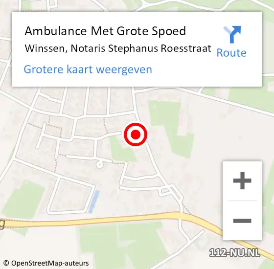 Locatie op kaart van de 112 melding: Ambulance Met Grote Spoed Naar Winssen, Notaris Stephanus Roesstraat op 1 december 2022 08:30
