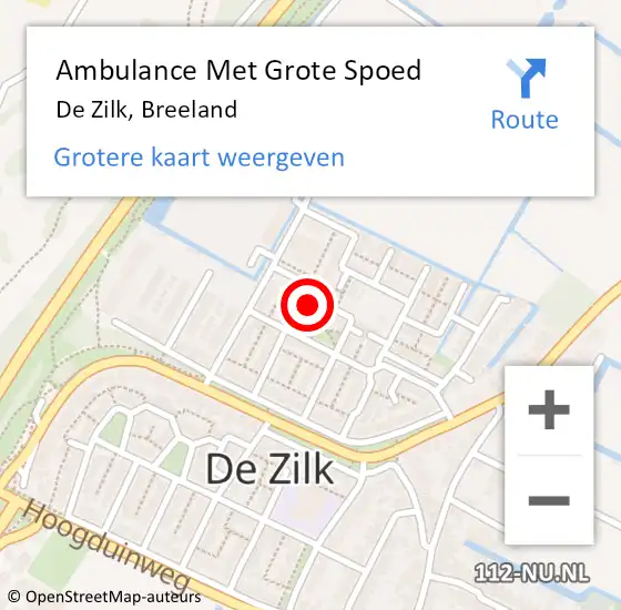 Locatie op kaart van de 112 melding: Ambulance Met Grote Spoed Naar De Zilk, Breeland op 6 augustus 2014 20:40