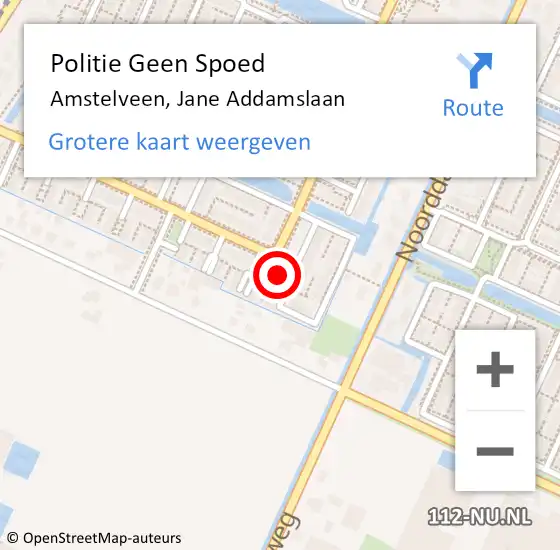 Locatie op kaart van de 112 melding: Politie Geen Spoed Naar Amstelveen, Jane Addamslaan op 1 december 2022 09:00