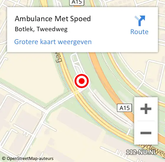 Locatie op kaart van de 112 melding: Ambulance Met Spoed Naar Botlek, Tweedweg op 1 december 2022 09:02