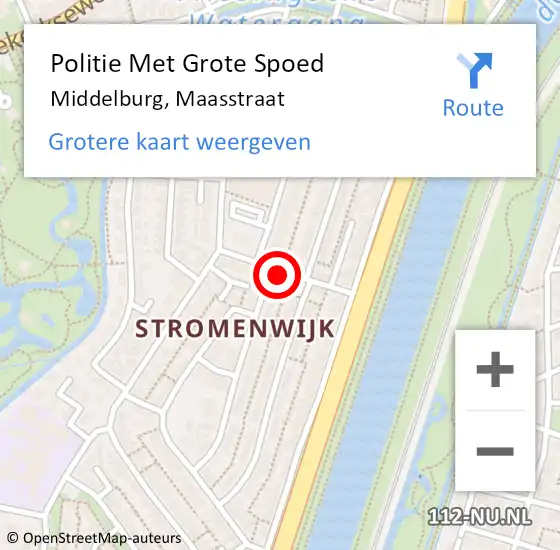 Locatie op kaart van de 112 melding: Politie Met Grote Spoed Naar Middelburg, Maasstraat op 1 december 2022 09:17