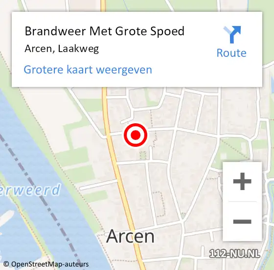 Locatie op kaart van de 112 melding: Brandweer Met Grote Spoed Naar Arcen, Laakweg op 1 december 2022 09:32