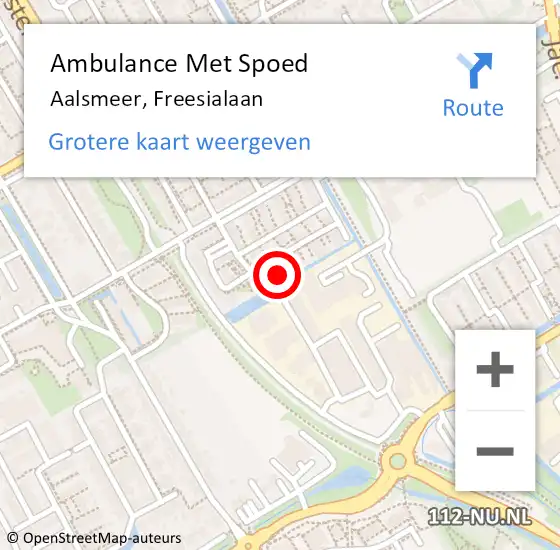 Locatie op kaart van de 112 melding: Ambulance Met Spoed Naar Aalsmeer, Freesialaan op 1 december 2022 09:47