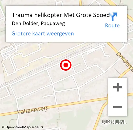 Locatie op kaart van de 112 melding: Trauma helikopter Met Grote Spoed Naar Den Dolder, Paduaweg op 1 december 2022 10:15