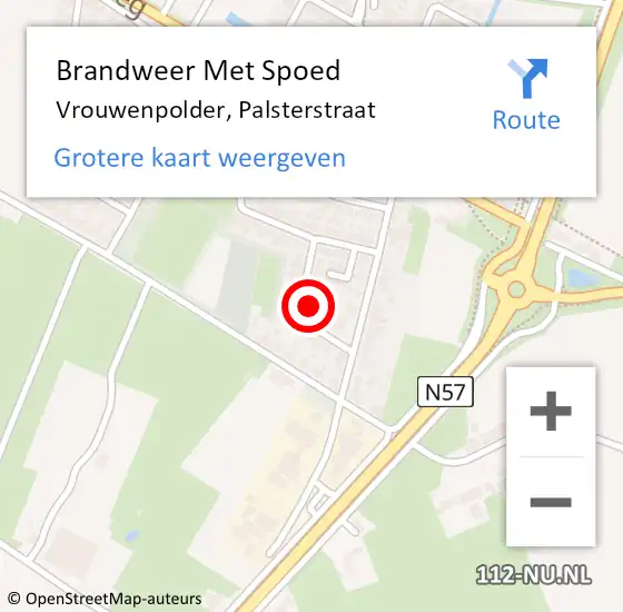 Locatie op kaart van de 112 melding: Brandweer Met Spoed Naar Vrouwenpolder, Palsterstraat op 1 december 2022 10:26