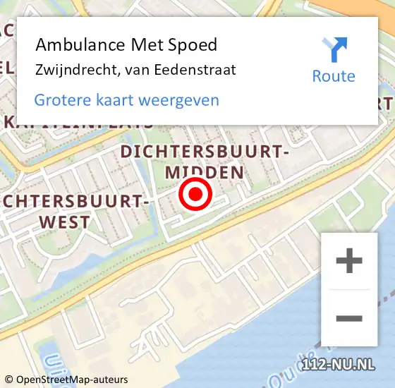 Locatie op kaart van de 112 melding: Ambulance Met Spoed Naar Zwijndrecht, van Eedenstraat op 1 december 2022 10:38
