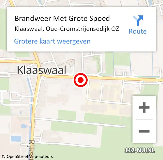 Locatie op kaart van de 112 melding: Brandweer Met Grote Spoed Naar Klaaswaal, Oud-Cromstrijensedijk OZ op 1 december 2022 11:11