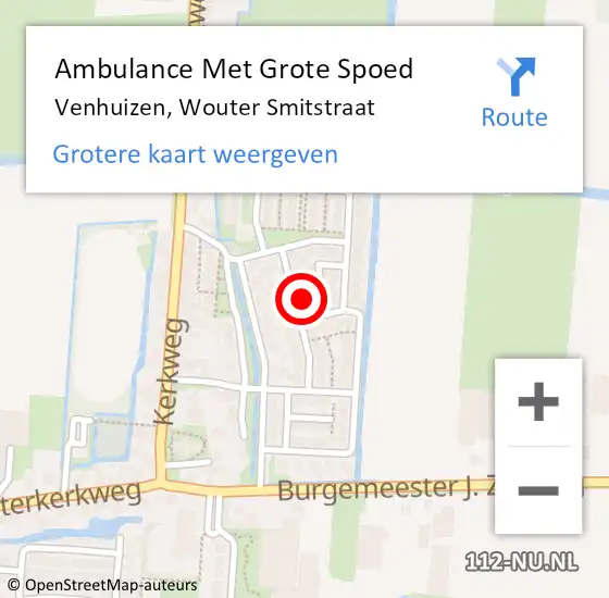 Locatie op kaart van de 112 melding: Ambulance Met Grote Spoed Naar Venhuizen, Wouter Smitstraat op 1 december 2022 11:16