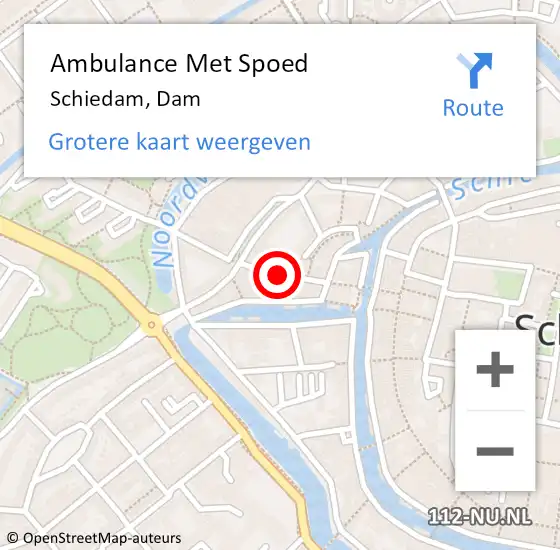 Locatie op kaart van de 112 melding: Ambulance Met Spoed Naar Schiedam, Dam op 1 december 2022 11:21