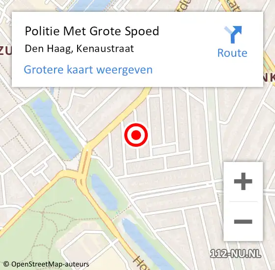 Locatie op kaart van de 112 melding: Politie Met Grote Spoed Naar Den Haag, Kenaustraat op 1 december 2022 11:32