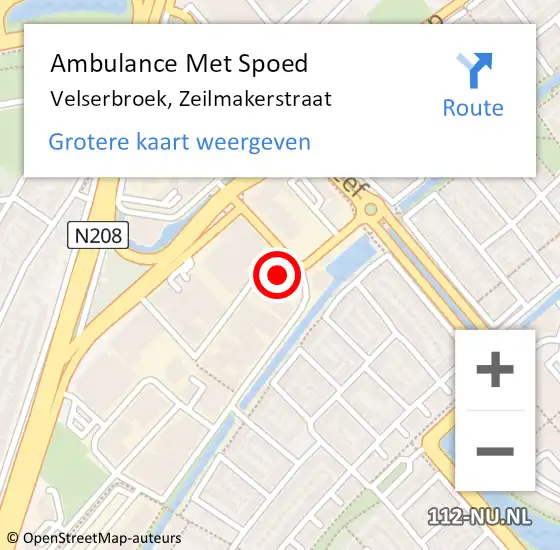 Locatie op kaart van de 112 melding: Ambulance Met Spoed Naar Velserbroek, Zeilmakerstraat op 1 december 2022 11:33