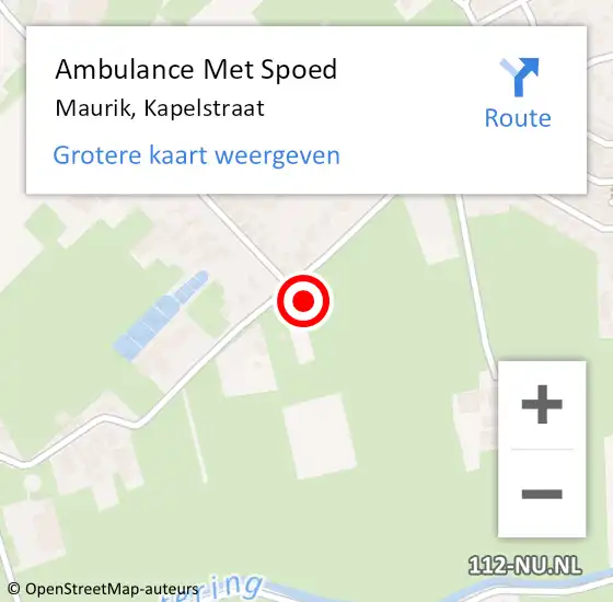 Locatie op kaart van de 112 melding: Ambulance Met Spoed Naar Maurik, Kapelstraat op 1 december 2022 11:39