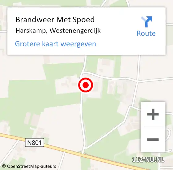 Locatie op kaart van de 112 melding: Brandweer Met Spoed Naar Harskamp, Westenengerdijk op 1 december 2022 11:41