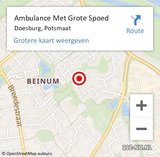 Locatie op kaart van de 112 melding: Ambulance Met Grote Spoed Naar Doesburg, Potsmaat op 1 december 2022 11:44