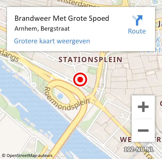 Locatie op kaart van de 112 melding: Brandweer Met Grote Spoed Naar Arnhem, Bergstraat op 1 december 2022 11:46