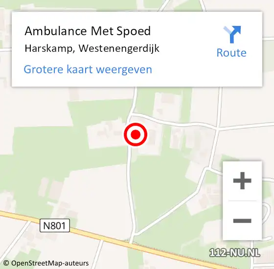 Locatie op kaart van de 112 melding: Ambulance Met Spoed Naar Harskamp, Westenengerdijk op 1 december 2022 11:53