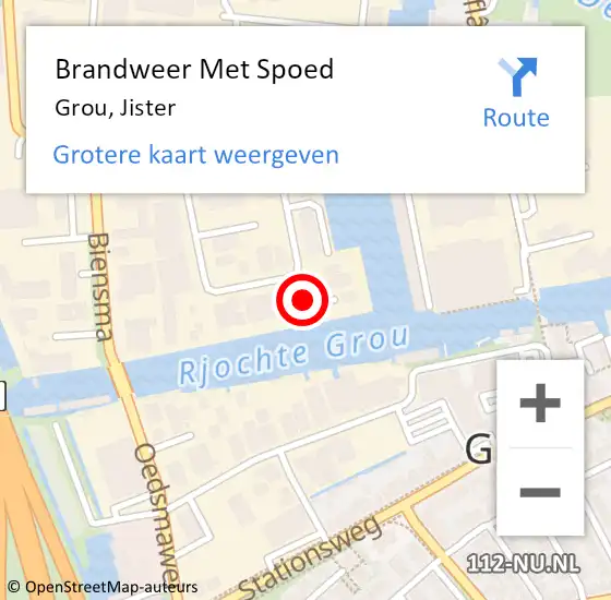 Locatie op kaart van de 112 melding: Brandweer Met Spoed Naar Grou, Jister op 1 december 2022 11:56