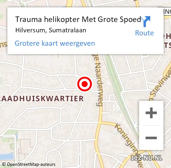 Locatie op kaart van de 112 melding: Trauma helikopter Met Grote Spoed Naar Hilversum, Sumatralaan op 1 december 2022 12:02