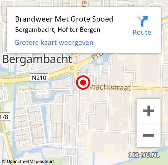 Locatie op kaart van de 112 melding: Brandweer Met Grote Spoed Naar Bergambacht, Hof ter Bergen op 1 december 2022 12:29