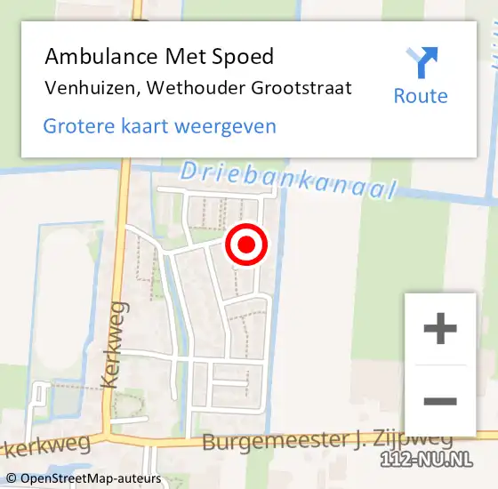 Locatie op kaart van de 112 melding: Ambulance Met Spoed Naar Venhuizen, Wethouder Grootstraat op 1 december 2022 12:30