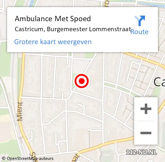 Locatie op kaart van de 112 melding: Ambulance Met Spoed Naar Castricum, Burgemeester Lommenstraat op 1 december 2022 12:45