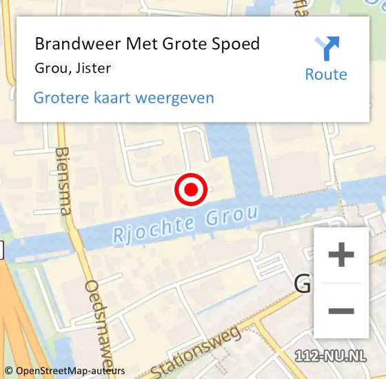 Locatie op kaart van de 112 melding: Brandweer Met Grote Spoed Naar Grou, Jister op 1 december 2022 12:45