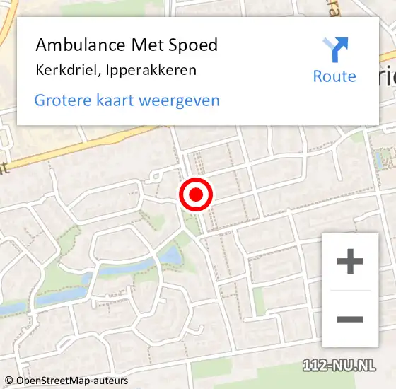 Locatie op kaart van de 112 melding: Ambulance Met Spoed Naar Kerkdriel, Ipperakkeren op 1 december 2022 13:00