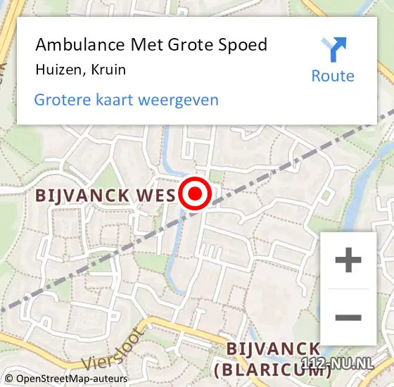 Locatie op kaart van de 112 melding: Ambulance Met Grote Spoed Naar Huizen, Kruin op 6 augustus 2014 21:23