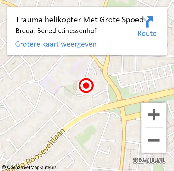 Locatie op kaart van de 112 melding: Trauma helikopter Met Grote Spoed Naar Breda, Benedictinessenhof op 1 december 2022 13:24