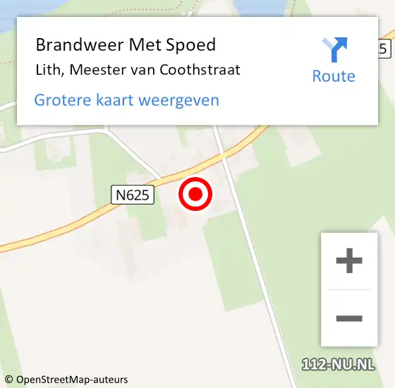 Locatie op kaart van de 112 melding: Brandweer Met Spoed Naar Lith, Meester van Coothstraat op 1 december 2022 13:37
