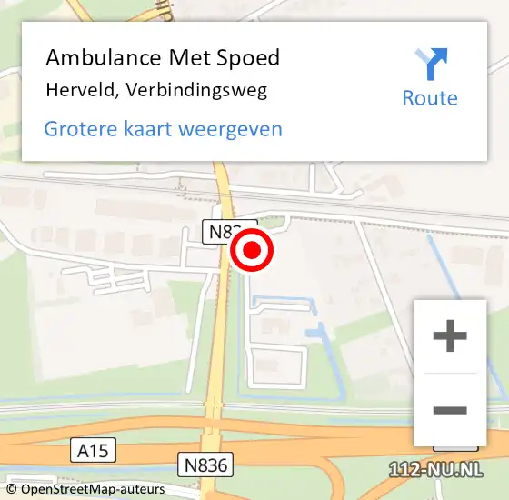Locatie op kaart van de 112 melding: Ambulance Met Spoed Naar Herveld, Verbindingsweg op 1 december 2022 13:48