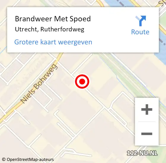 Locatie op kaart van de 112 melding: Brandweer Met Spoed Naar Utrecht, Rutherfordweg op 1 december 2022 13:54