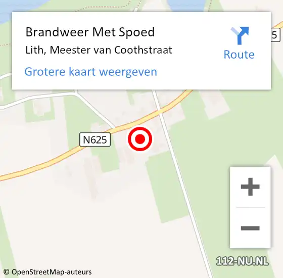 Locatie op kaart van de 112 melding: Brandweer Met Spoed Naar Lith, Meester van Coothstraat op 1 december 2022 14:04